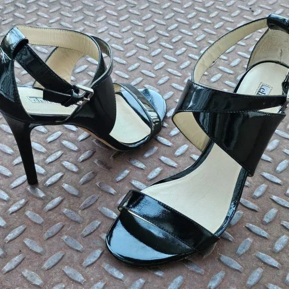 Charles David Women Heel Black Patent Leather Upper Sandal Strappy Shoes Size 7 - Picture 5 of 11